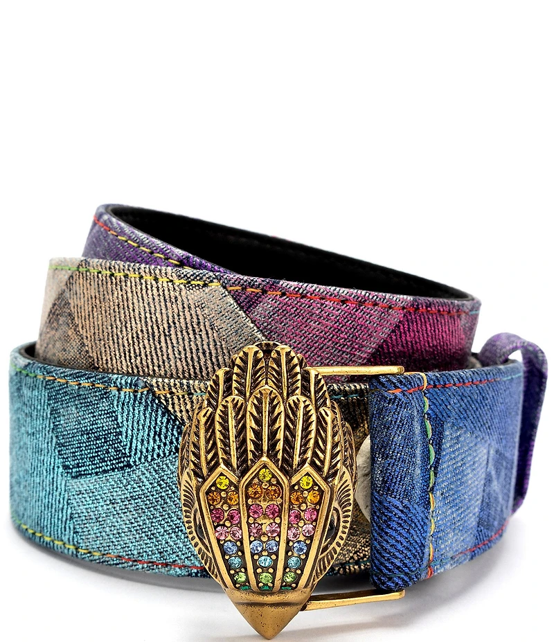 Kurt Geiger London 1.5#double; Metallic Patchwork Denim Belt