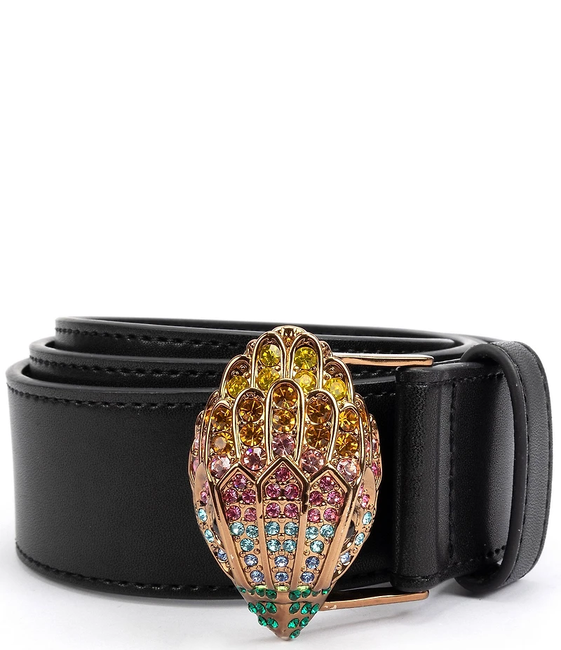 Kurt Geiger London 1.5#double; Rainbow Crystal Eagle Buckle Leather Belt
