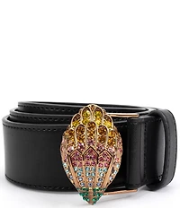Kurt Geiger London 1.5#double; Rainbow Crystal Eagle Buckle Leather Belt
