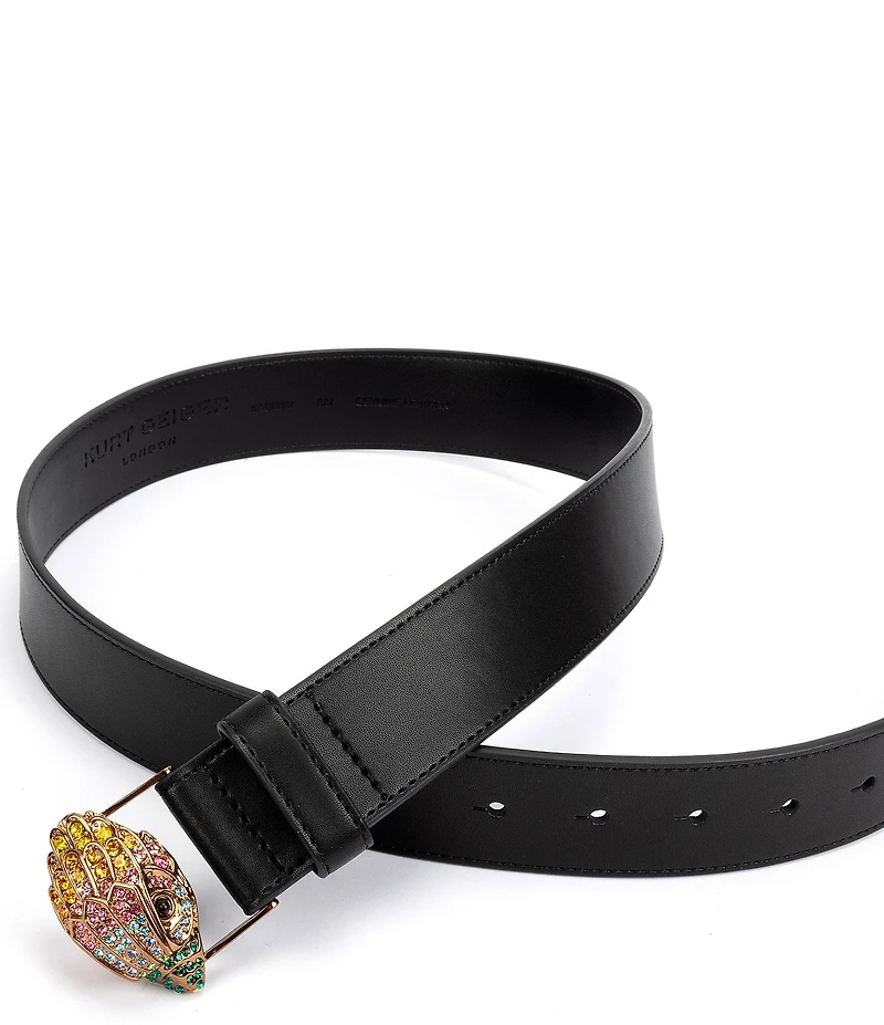Kurt Geiger London 1.5#double; Rainbow Crystal Eagle Buckle Leather Belt