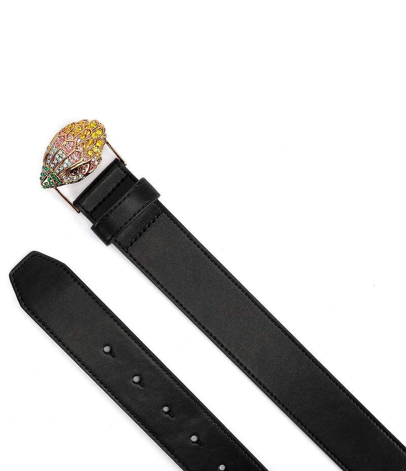 Kurt Geiger London 1.5#double; Rainbow Crystal Eagle Buckle Leather Belt
