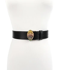 Kurt Geiger London 1.5#double; Rainbow Crystal Eagle Buckle Leather Belt