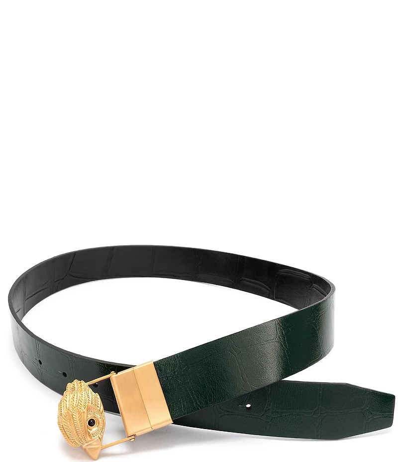 Kurt Geiger London 1.5#double; Reversible Croc Embossed Leather Belt