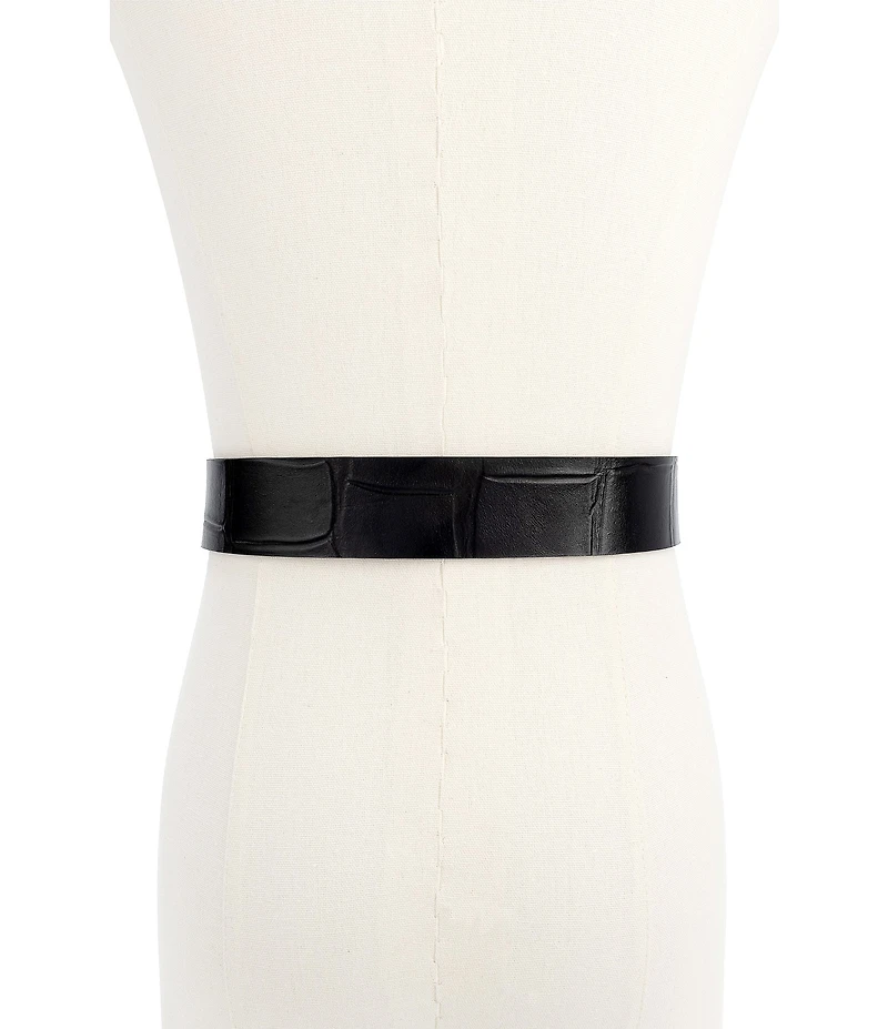 Kurt Geiger London 1.5#double; Reversible Croc Embossed Leather Belt