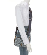Kurt Geiger London Two-Zip Kensington Denim Woven Camera Crossbody Bag