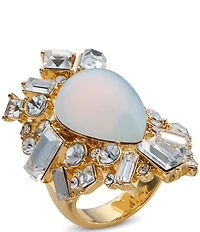 Kurt Geiger London Baguette Opal Stone Cocktail Ring