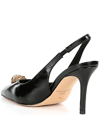 Kurt Geiger London Belgravia Patent Leather Logo Ornament Slingback Pumps