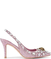 Kurt Geiger London Belgravia Crystal Embellished Jewel Ornamented Slingback Pumps
