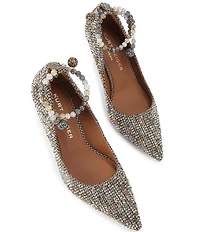 Kurt Geiger London Belgravia Crystal Houndstooth Crystal Ornamented Ankle Wrap Dress Pumps