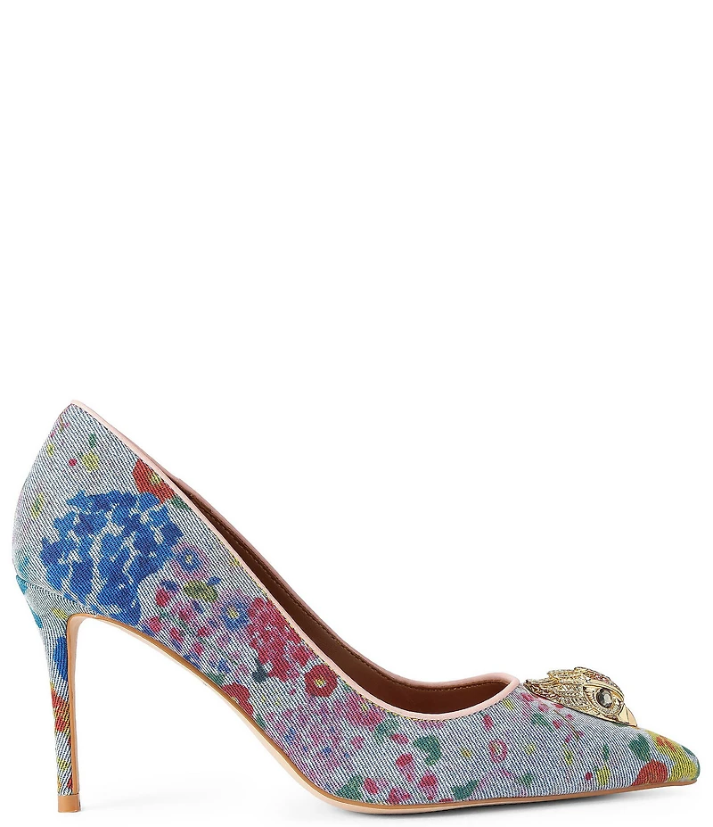Kurt Geiger London Belgravia Denim Floral Eagle Court Pumps