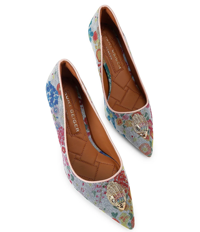 Kurt Geiger London Belgravia Denim Floral Eagle Court Pumps