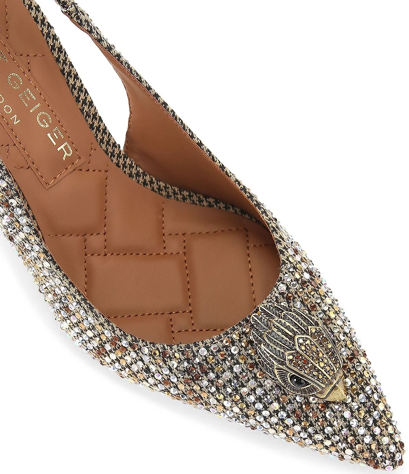 Kurt Geiger London Belgravia Houndstooth Crystal Embellished Slingback Pumps