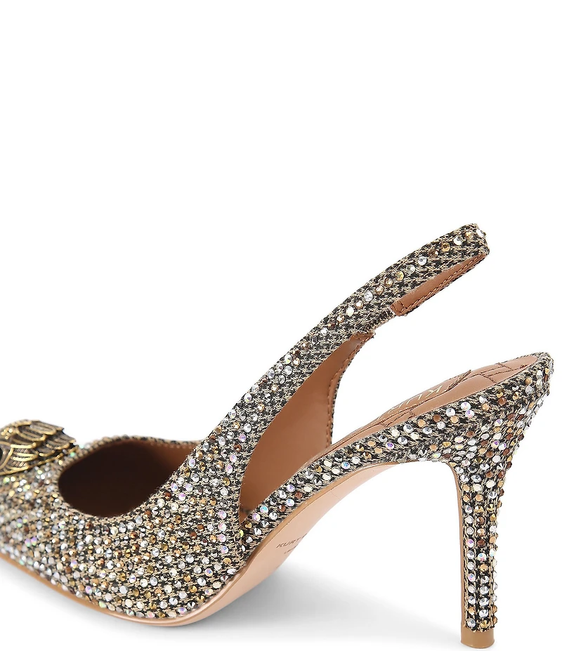Kurt Geiger London Belgravia Houndstooth Crystal Embellished Slingback Pumps