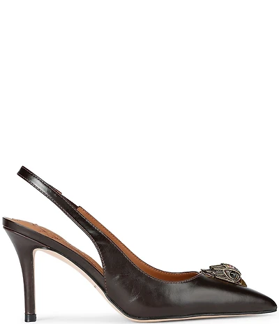 Kurt Geiger London Belgravia Leather Logo Ornament Slingback Pumps