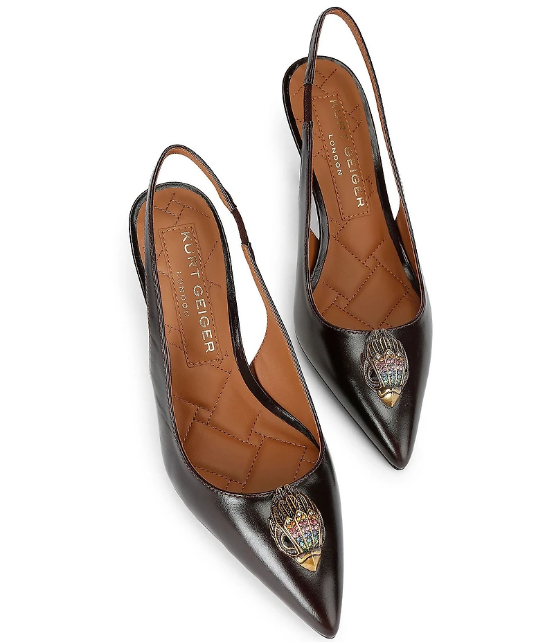 Kurt Geiger London Belgravia Leather Logo Ornament Slingback Pumps