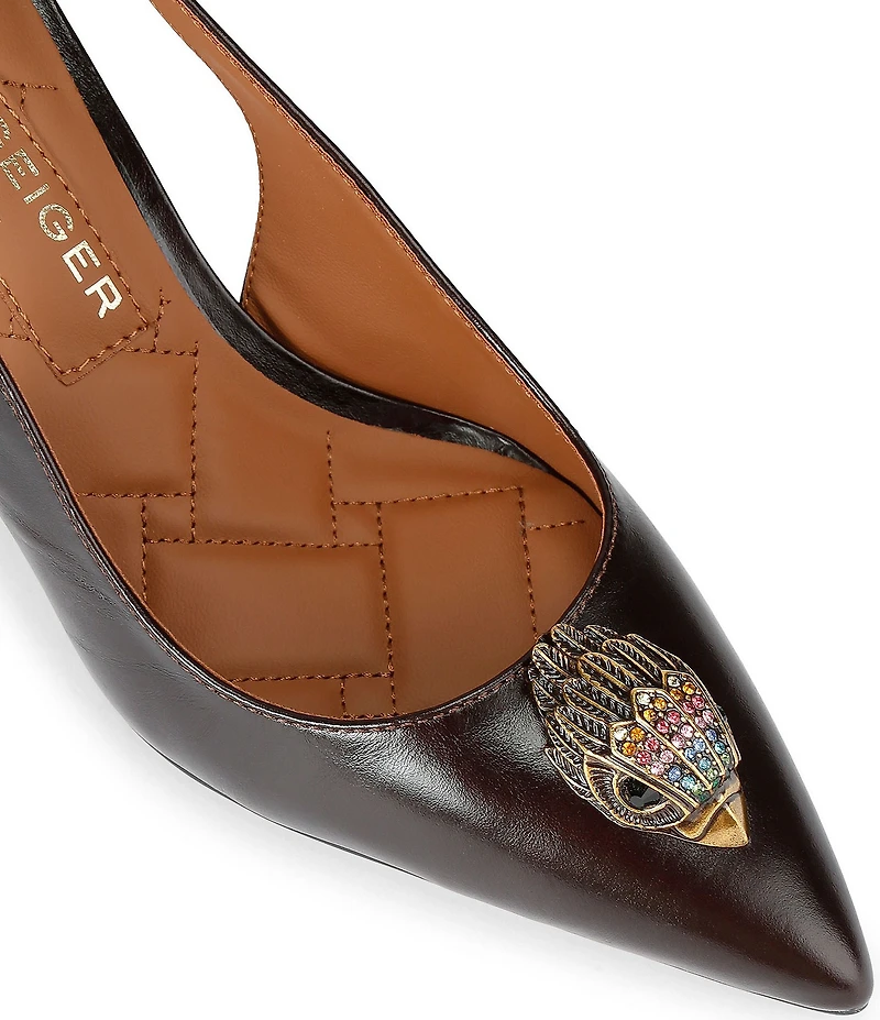 Kurt Geiger London Belgravia Leather Logo Ornament Slingback Pumps