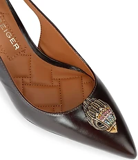 Kurt Geiger London Belgravia Leather Logo Ornament Slingback Pumps