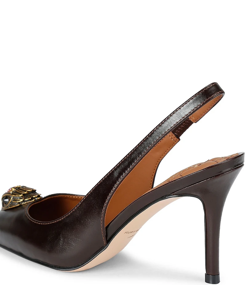 Kurt Geiger London Belgravia Leather Logo Ornament Slingback Pumps