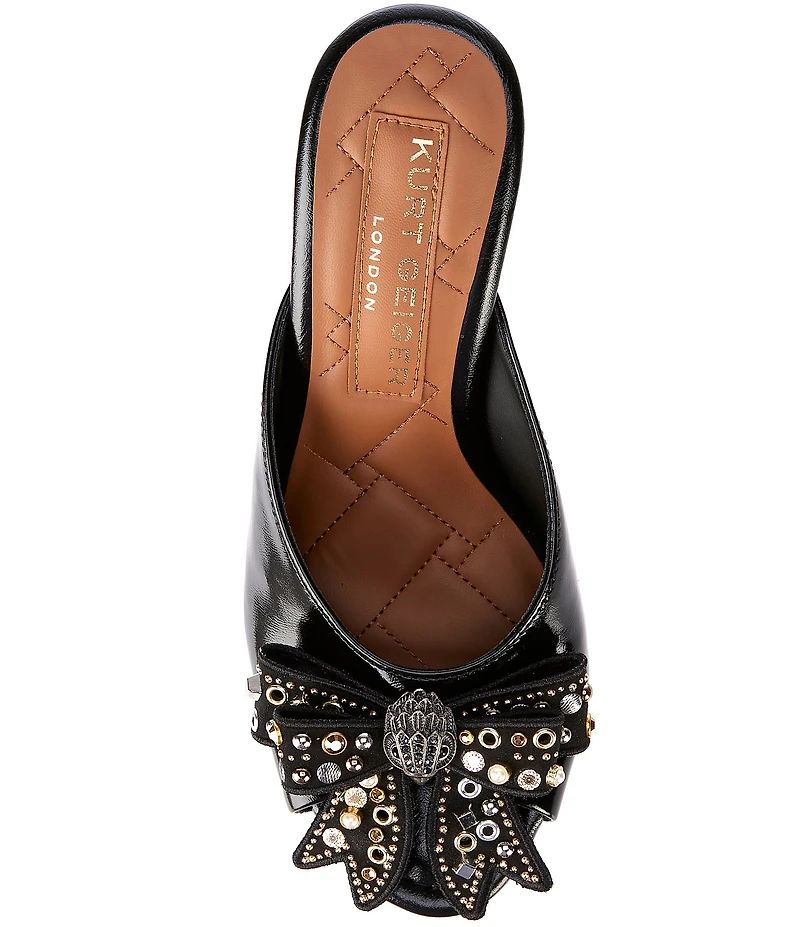 Kurt Geiger London Belgravia Leather Peep Toe Studded Bow Mules