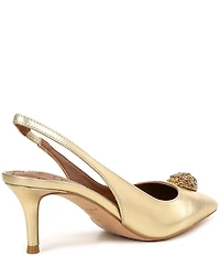 Kurt Geiger London Belgravia Metallic Leather Eagle Head Ornament Slingback Dress Pumps