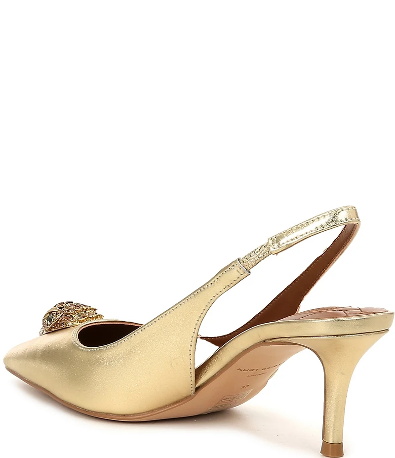Kurt Geiger London Belgravia Metallic Leather Eagle Head Ornament Slingback Dress Pumps