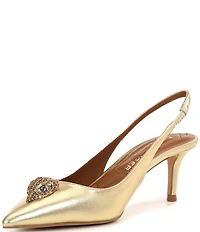 Kurt Geiger London Belgravia Metallic Leather Eagle Head Ornament Slingback Dress Pumps