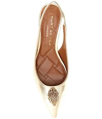 Kurt Geiger London Belgravia Metallic Leather Eagle Head Ornament Slingback Dress Pumps