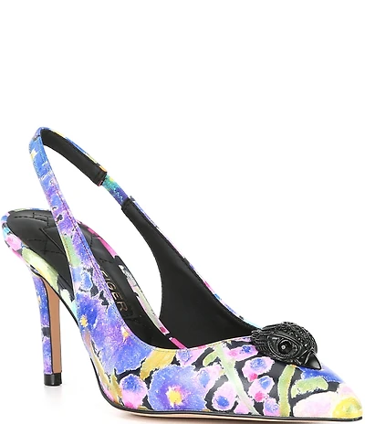 Kurt Geiger London Belgravia Floral Leather Logo Ornament Slingback Pumps