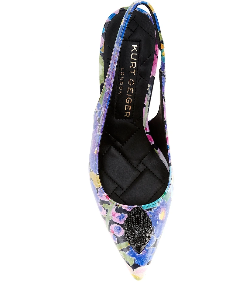 Kurt Geiger London Belgravia Floral Leather Logo Ornament Slingback Pumps