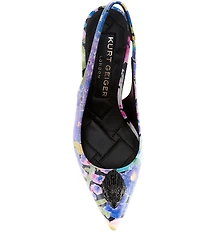 Kurt Geiger London Belgravia Floral Leather Logo Ornament Slingback Pumps