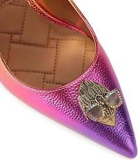 Kurt Geiger London Belgravia Metallic Rainbow Leather Logo Ornament Slingback Pumps