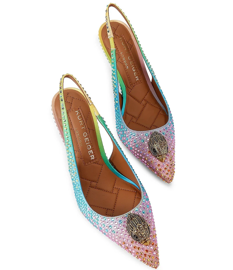 Kurt Geiger London Belgravia Rainbow Crystal Embellished Sling 85 Pumps