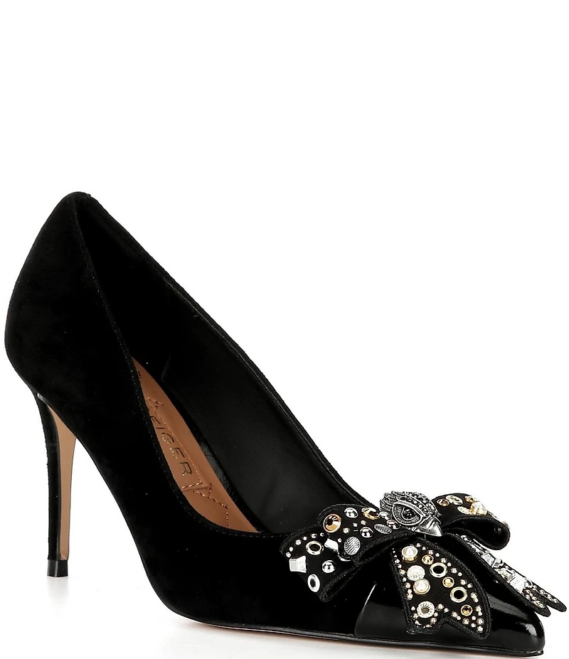 Kurt Geiger London Belgravia Suede Studded Bow Leather Pumps