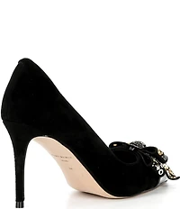 Kurt Geiger London Belgravia Suede Studded Bow Leather Pumps