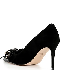 Kurt Geiger London Belgravia Suede Studded Bow Leather Pumps