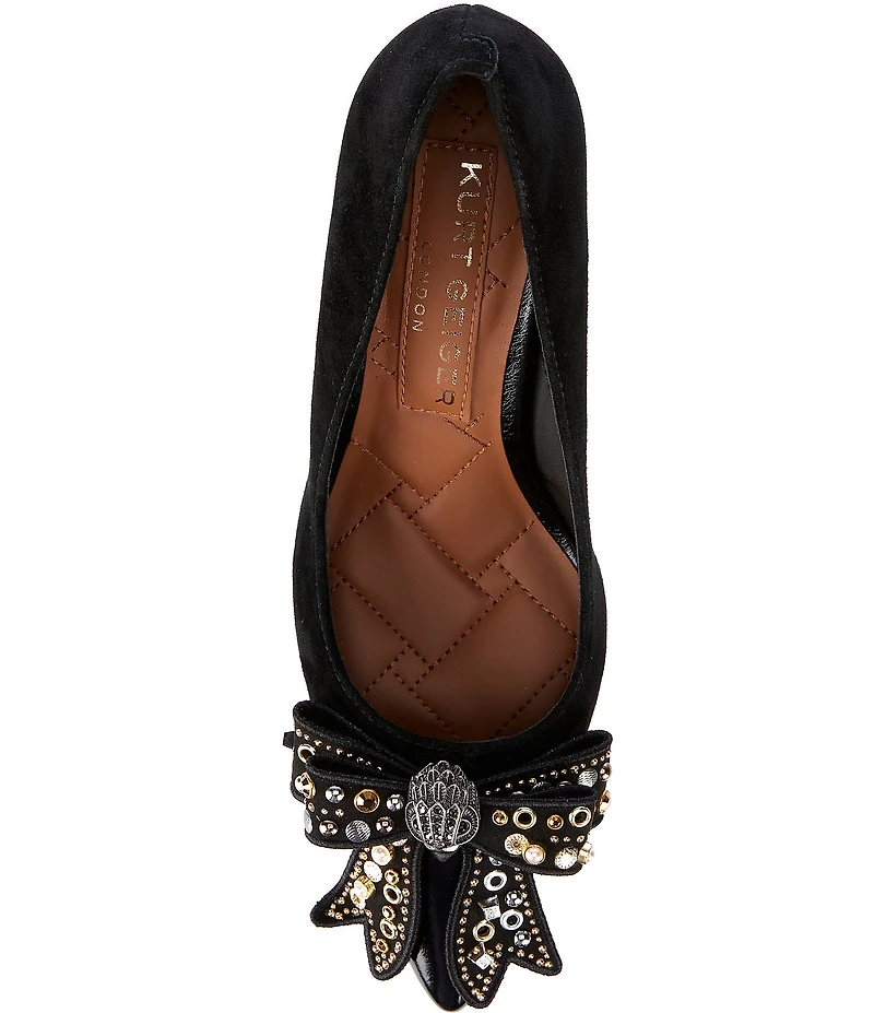 Kurt Geiger London Belgravia Suede Studded Bow Leather Pumps