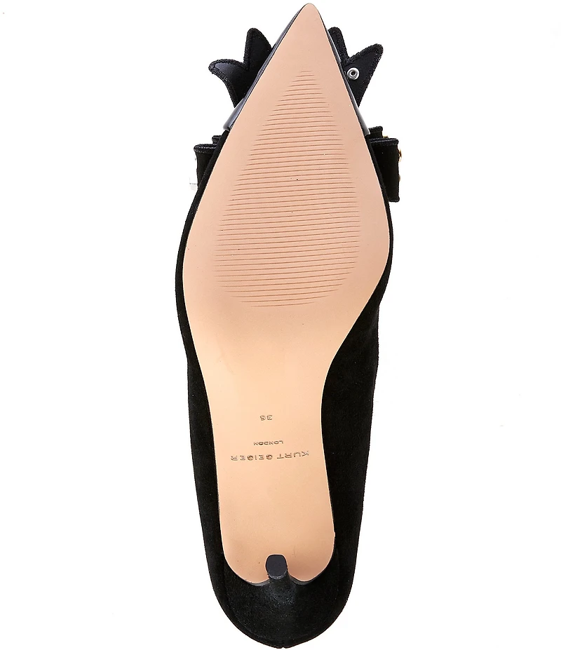 Kurt Geiger London Belgravia Suede Studded Bow Leather Pumps