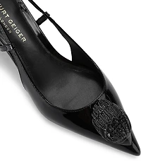 Kurt Geiger London Belsize 40 Patent Leather Logo Ornament Slingback Pumps
