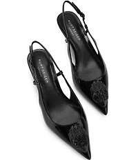 Kurt Geiger London Belsize 40 Patent Leather Logo Ornament Slingback Pumps