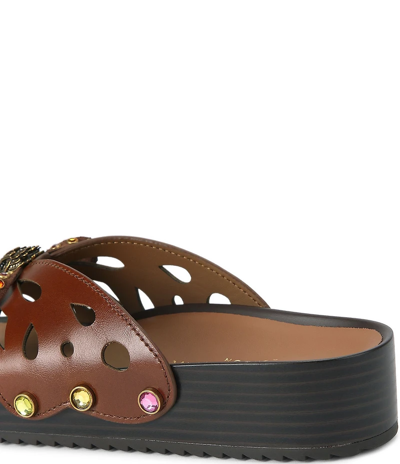 Kurt Geiger London Boho Butterfly Leather Jewel Embellished Bow Logo Slide Sandals