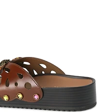 Kurt Geiger London Boho Butterfly Leather Jewel Embellished Bow Logo Slide Sandals