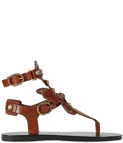 Kurt Geiger London Boho Butterfly Studded Leather Gladiator Flat Sandals