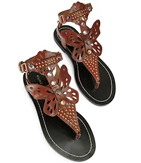 Kurt Geiger London Boho Butterfly Studded Leather Gladiator Flat Sandals