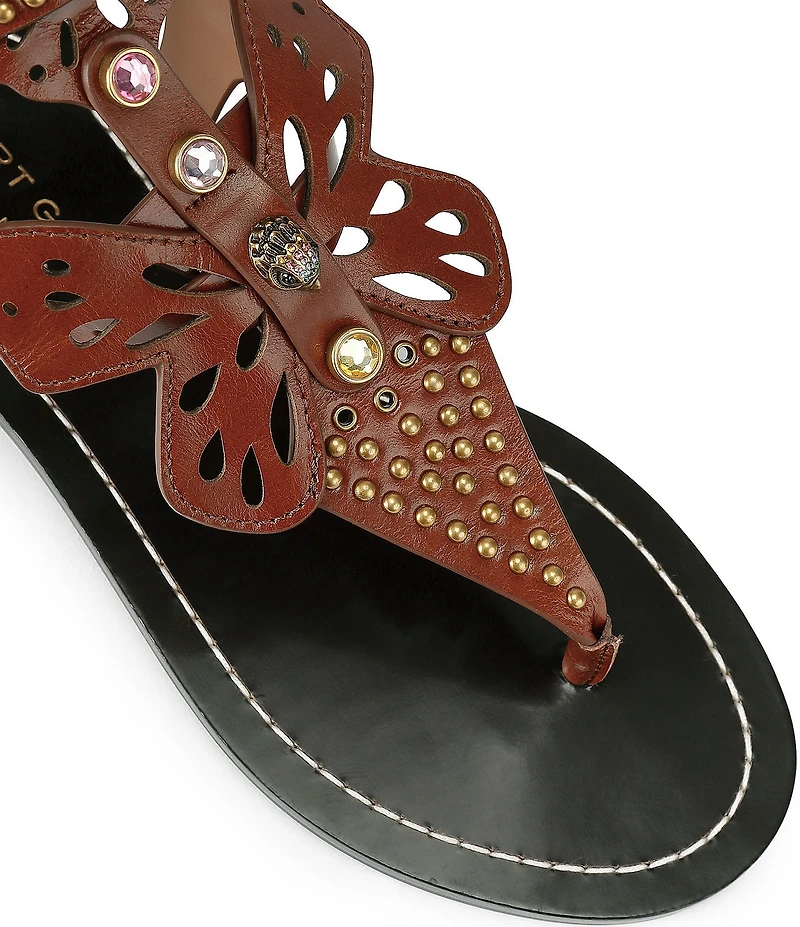 Kurt Geiger London Boho Butterfly Studded Leather Gladiator Flat Sandals