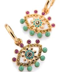 Kurt Geiger London Boho Evil Eye Charm Huggie Hoop Drop Earrings