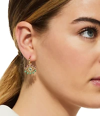 Kurt Geiger London Boho Evil Eye Charm Huggie Hoop Drop Earrings