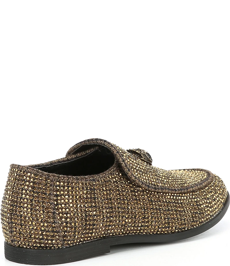 Kurt Geiger London Boys' Hugh Crystal Embellished Drenched Logo Ornament Slip On Loafers (Toddler)