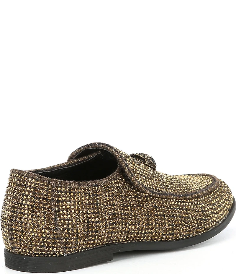 Kurt Geiger London Boys' Hugh Crystal Embellished Drenched Logo Ornament Slip On Loafers (Youth)