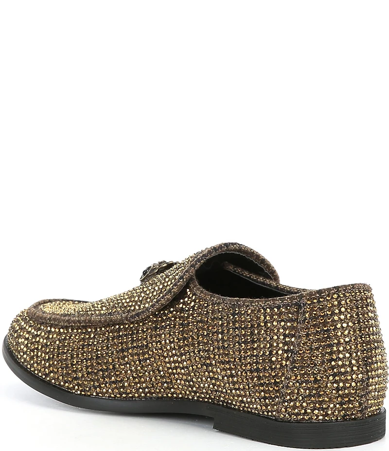Kurt Geiger London Boys' Hugh Crystal Embellished Drenched Logo Ornament Slip On Loafers (Youth)