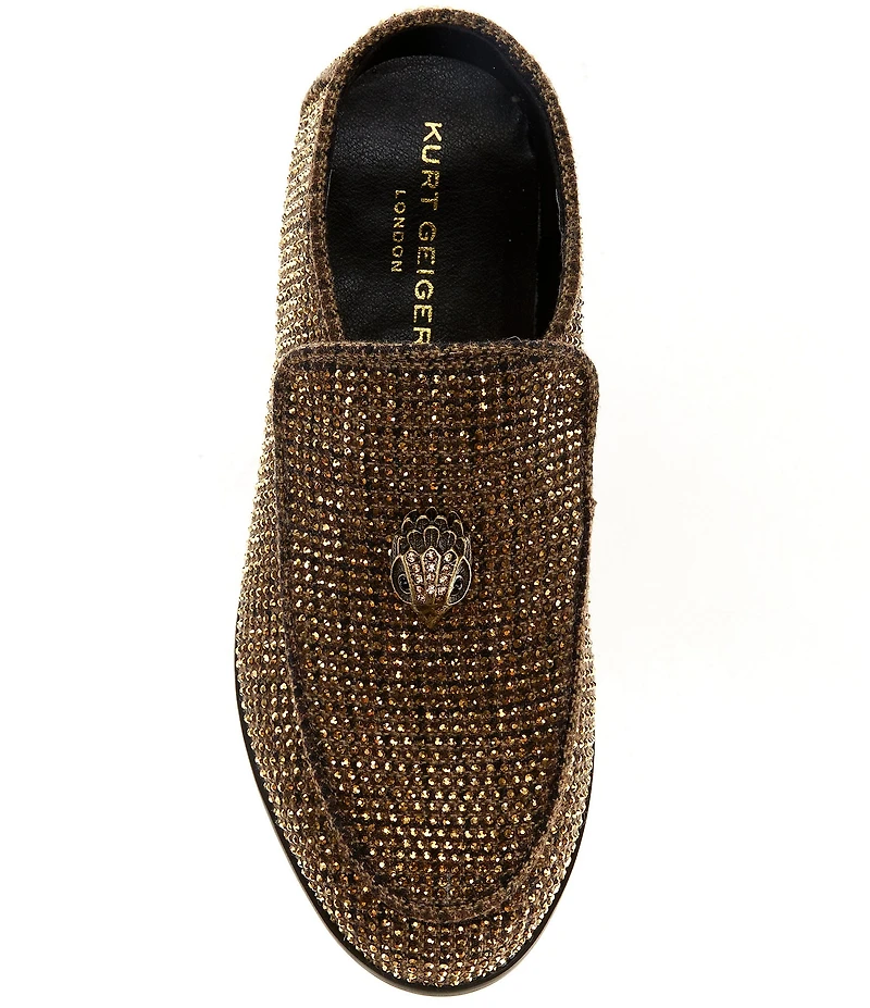 Kurt Geiger London Boys' Hugh Crystal Embellished Drenched Logo Ornament Slip On Loafers (Youth)